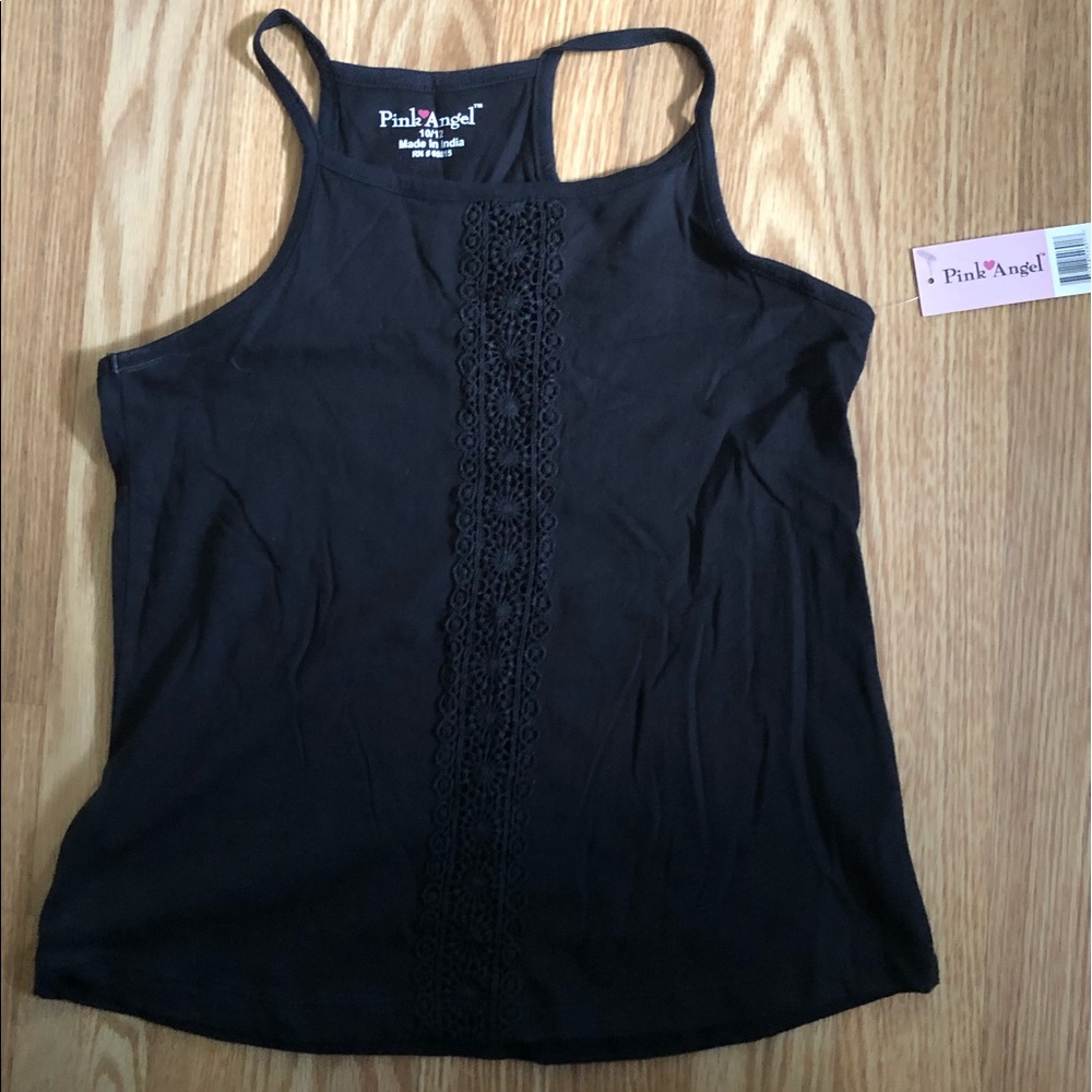 Pink Angel Girls Black Racerback Tank Top